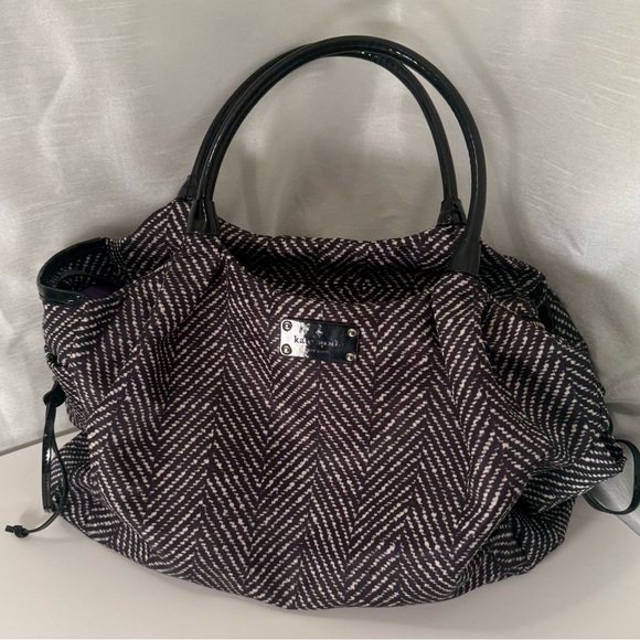 kate spade Handbags - Kate Spade Stevie BlackWhite Baby Bag Travel Bag Changing Pad Purple Breast Pads